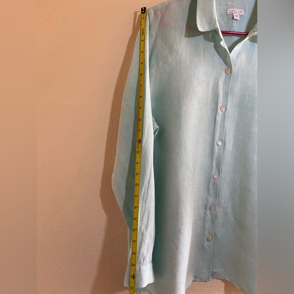 J. Jill Seafoam Button-Down Linen Shirt size:L - Picture 5 of 10